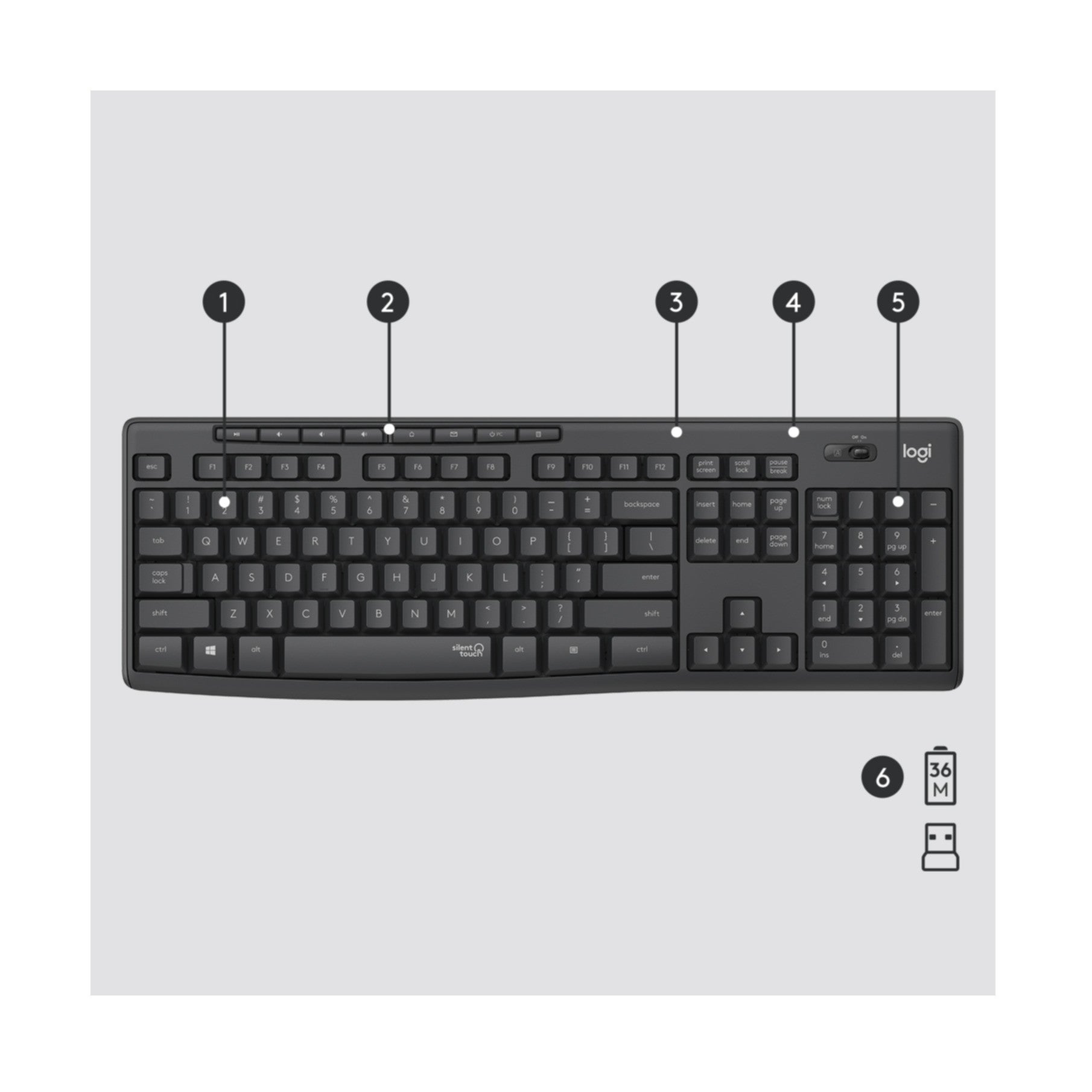 Keyboard & Mouse Logitech Wireless Combo MK295 Graphite (US) (920-009800)