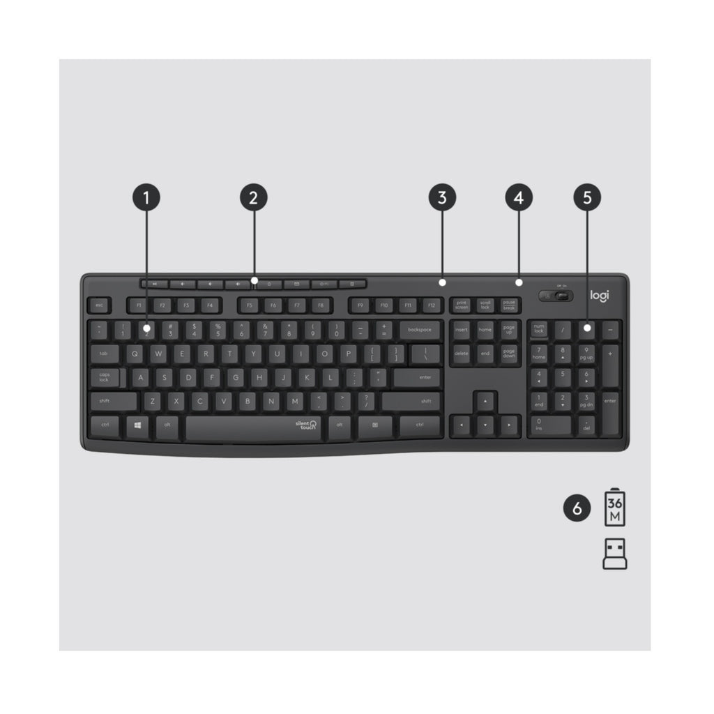 B-Keyboard & Mouse Logitech Wireless Combo MK295 Graphite (US) (920-009800)