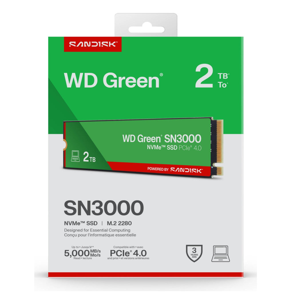 SSD WD Green 2TB SN3000 NVME M.2 PCIe 4.0 x4 WDS200T4G0E