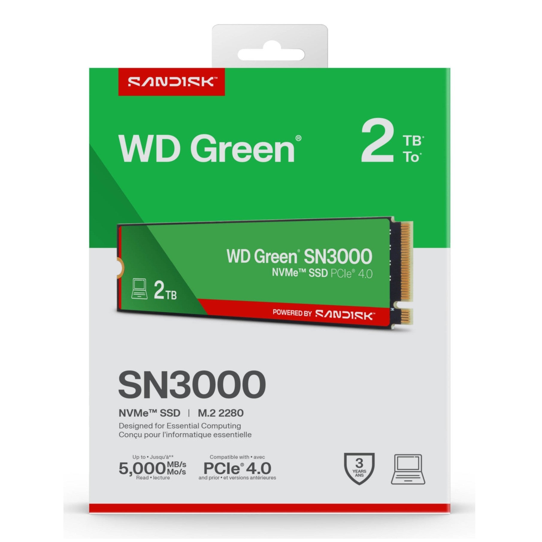 SSD WD Green 2TB SN3000 NVME M.2 PCIe 4.0 x4 WDS200T4G0E