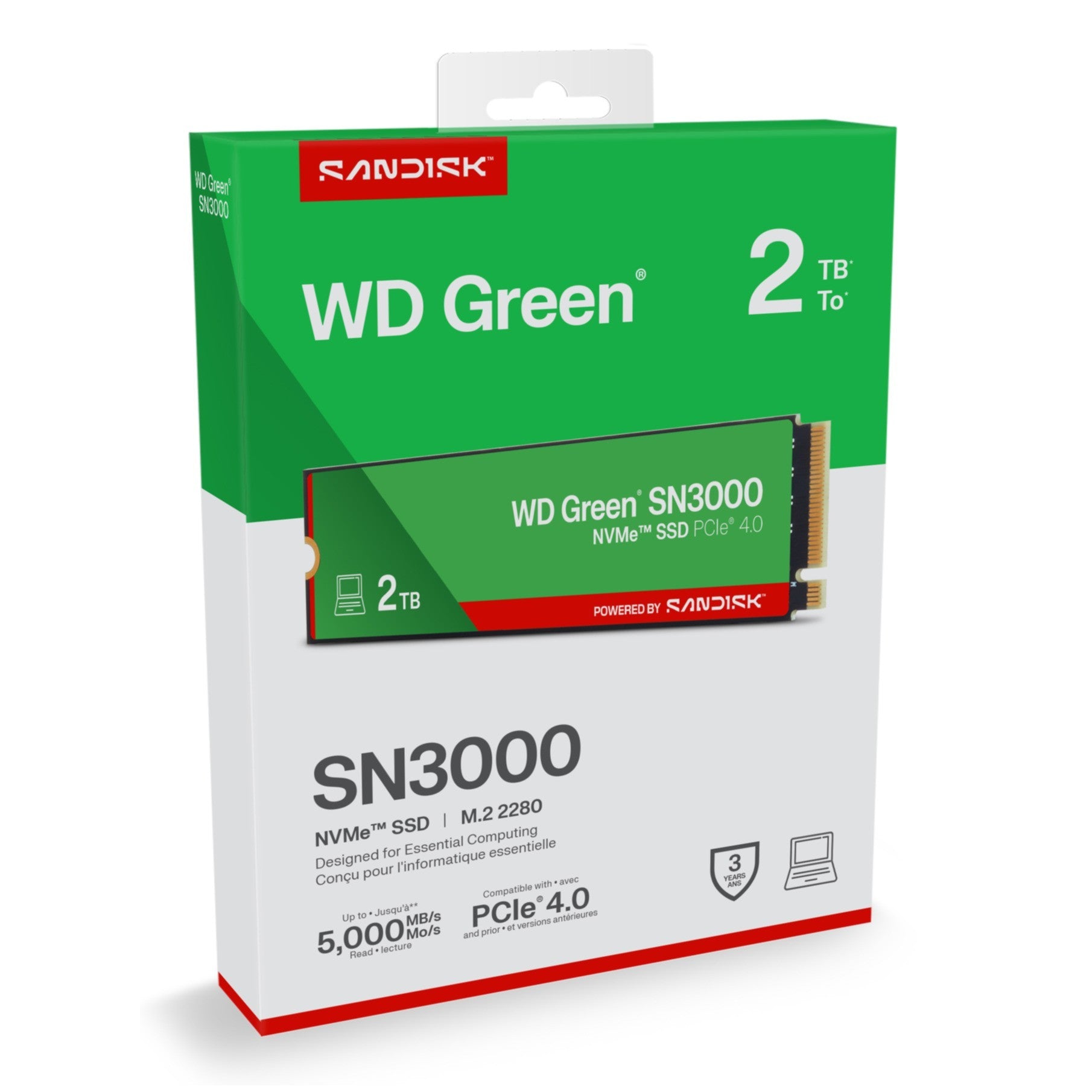 SSD WD Green 2TB SN3000 NVME M.2 PCIe 4.0 x4 WDS200T4G0E