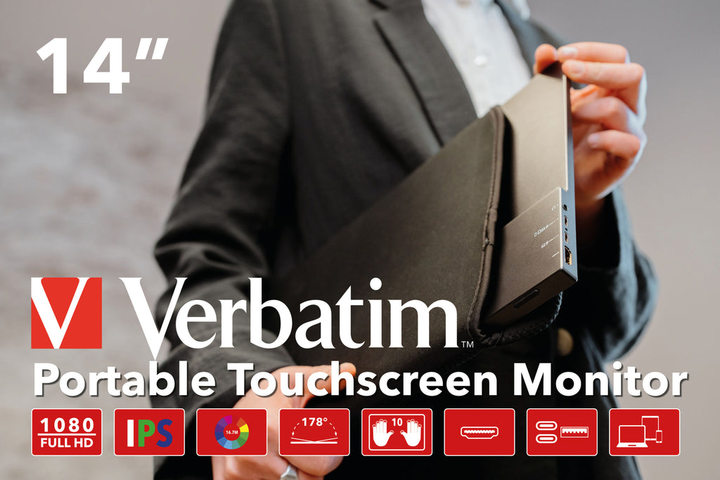 TFT Verbatim PMT-14, Portable Touchscreen Monitor 35,60cm (14), HDMI,2xUSB-C,SP 49591
